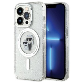 Karl Lagerfeld iPhone 15 Pro vāciņš Karl&Choupette Glitter MagSafe, caurspīdīgs