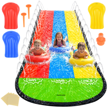 Тройная водная горка с фонтаном Kruzzel 480 см 3 доски, разноцветный