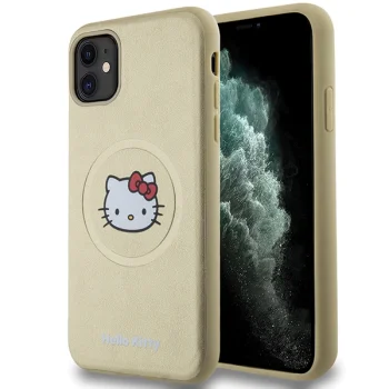 Чехол Hello Kitty для iPhone 11 / XR Leather Kitty Head MagSafe, золотистый