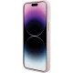 Guess iPhone 15 vāciņš Silicone Script Metal Logo & Frame, rozā