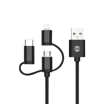 Кабель Forever 3 в 1 USB на Lightning / USB-C / microUSB 1 м, Черный