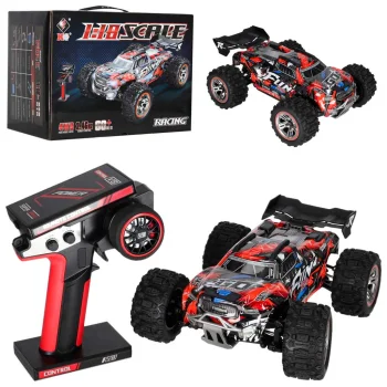 Tālvadības auto WLToys 184008 1:18 4WD bezsuku 60 km/h LED RTR, melns/sarkans
