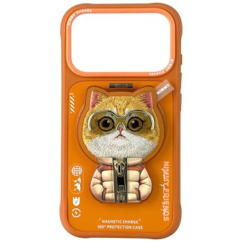 Nimmy Cool&Cute 2.0 kaķa maciņš iPhone 17 Pro Max ar magnētisko āķi – oranžs | Phone Case Cover