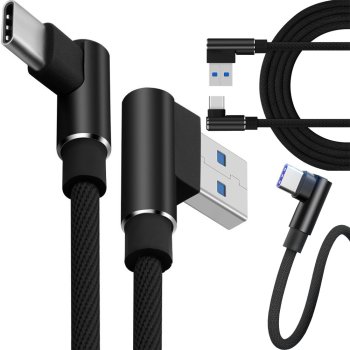 Угловой USB-C кабель для зарядки телефона, быстрая зарядка, 1м