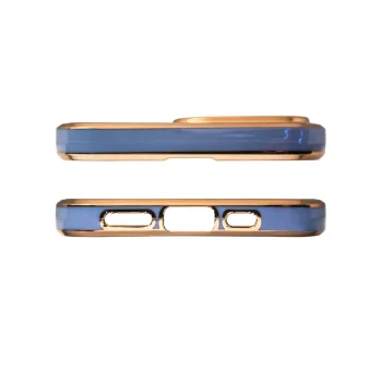 Gela vāciņš Samsung Galaxy A12 5G Lighting Color Case ar zelta rāmi, zils