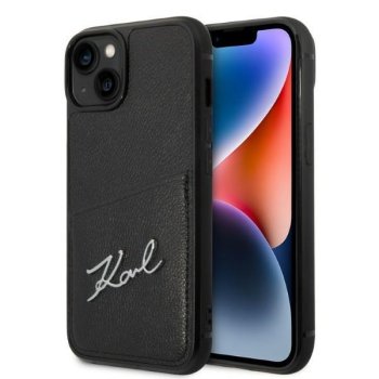Karl Lagerfeld Signature Logo Cardslot Case for iPhone 14 Plus / 15 Plus - Black