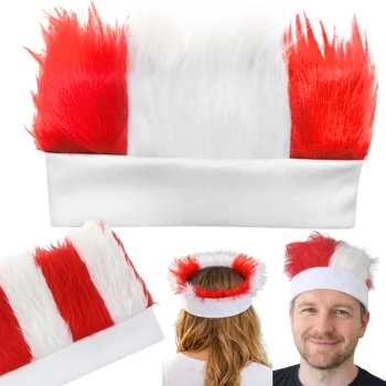 Sports Fan Wig Headband Stadium Hair Accessory, white and red