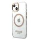 Guess Metal Outline MagSafe vāciņš iPhone 13 - caurspīdīgs ar zelta detaļām
