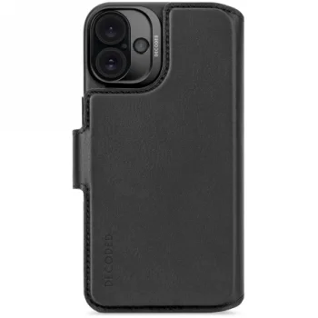 Dekodēts ādas noņemams maksts MagSafe futrālis ar maku iPhone 16 Plus - melns | Decoded Leather Detachable Wallet...