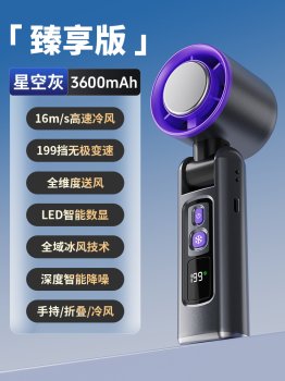 Portable Mini USB Fan with 199 Speeds and Display, Black