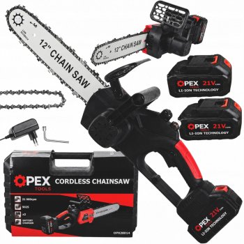 Аккумуляторная цепная пила OPEX TOOLS OPX28014 12" 21V 3.0Ah, черно-красная