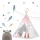 Bērnu Telts Tipi ar Gaismas Virteni Nukido, Rozā krāsā | Baby Tipi Tent with Light Garland