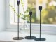 Glamour Metal Candlestick Set, 3 pcs, Black