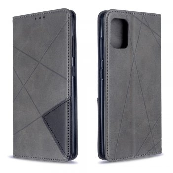 Samsung Galaxy A51 (SM-A515F) Geometric Pattern PU Leather Case Cover, Grey | Vāciņš maciņš apvalks