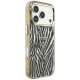 Чехол Guess IML Zebra Glitter Triangle Logo MagSafe для iPhone 17/18 Pro Max, золотой