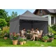 Plonos Garden Pavilion with 3 Walls 3x3m, Grey
