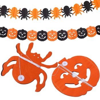 Dekoratīva Helovīna Ķirbju/ Zirnekļu Papīra Virtene 3 Metru Garumā | Decorative Garland Halloween Pumpkin/Spider...