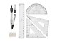 7-Piece Geometry Math Set with Compass Ruler and Protractor, Clear