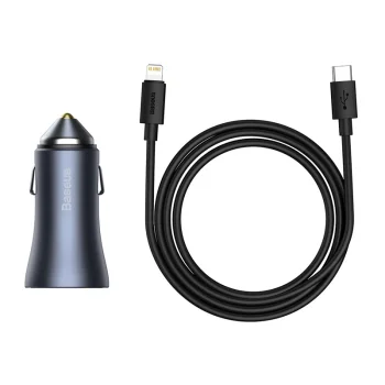Baseus Golden Contactor Pro ātra automašīnas lādētājs USB Type C / USB 40W Power Delivery 3.0 Quick Charge 4+ SCP...