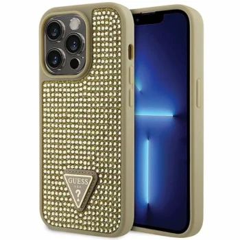 Чехол Guess для iPhone 14 Pro Rhinestone Triangle, золотистый
