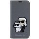 Apple iPhone 14 6.1\" Karl Lagerfeld Saffiano Karl&Choupette Bookcase Cover (KLBKP14SSANKCPG), Silver | Telefona...