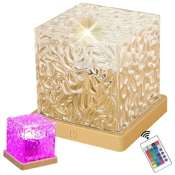 RGB kristāla nakts lampa ar pulti un USB, dekoratīvs kubs