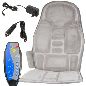 Apsildāms masāžas paklājs mugurai un kaklam, krēsla pārvalks, pelēks