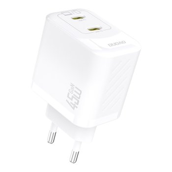 Dudao A28PEU PD 45W GaN 2xUSB sienas lādētājs – balts