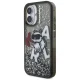 Karl Lagerfeld Liquid Glitter Choupette Logo iPhone 16 vāciņš, melns