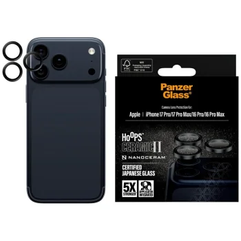 PanzerGlass Hoops Ceramic II kameras lēcas stikls iPhone 17 Pro / 17 Pro Max / 16 Pro / 16 Pro Max – melns | Camera...