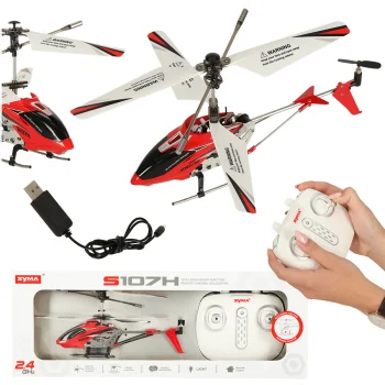 Syma S107H RC helikopters ar pulti (2.4GHz, RTF), sarkans