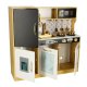 Bērnu koka virtuve ar ledusskapi un krīta tāfeli LULILO, Zelta | Kids Wooden Kitchen with Refrigerator