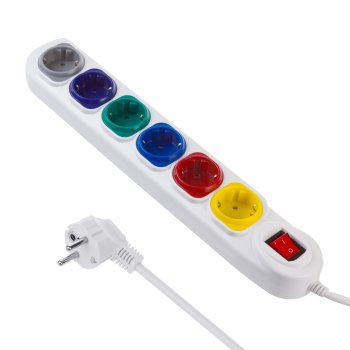 Maclean MCE509 W pagarinātājs, 6 ligzdas, ar slēdzi, 1.5m, balts