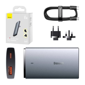 Tīkla lādētājs Baseus GaN5, 65W, USB-C, USB-A