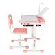 Bērnu rakstāmgalds un regulējams krēsls ar USB LED lampu, rozā