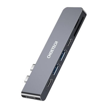 Док-станция Choetech HUB-M14 для Macbook Pro, 7-в-2 USB-C, Thunderbolt 3 (серебристый)