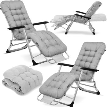 Sofotel Chillwell Folding Garden Sun Lounger with Cushion, Grey, 2 Pcs