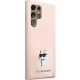 Karl Lagerfeld Samsung Galaxy S23 Ultra vāciņš Silicone Choupette Metal Pin, rozā