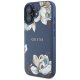 Guess Grained Printed Flower Pattern MagSafe vāciņš iPhone 16 zils