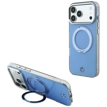 Чехол Mercedes with ring Stand and Iconic Logo MagSafe для iPhone 18 Pro / 17 Pro, синий