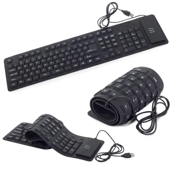 Силиконовая резиновая USB клавиатура с цифровым блоком, черная