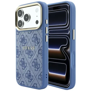 Guess Embossed 4G Classic MagSafe vāciņš iPhone 17 Pro Max / 18 Pro Max, zils