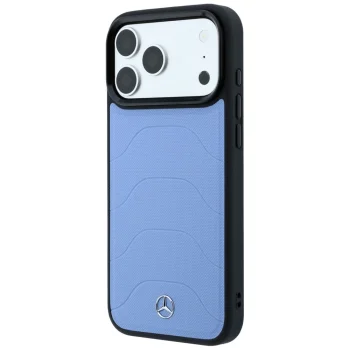 Чехол Mercedes для iPhone 18 Pro Max / 17 Pro Max Leather Mesh MagSafe, синий