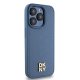 DKNY iPhone 15 Pro Case Leather Monogram Pattern Metal Logo MagSafe, Blue