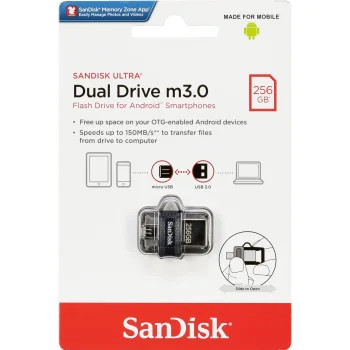 USB zibatmiņa SanDisk Ultra Dual Drive m3.0 256 GB Micro-USB USB-A SDDD3-256G-G46