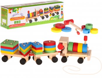 Attīstoša koka rotaļlieta puzle šķirotājs, Vilciens ar vagoniem | Educational Wooden Toy, Puzzle, Sorter