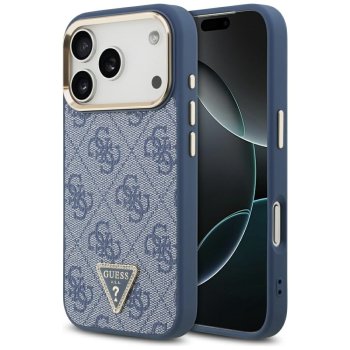 Guess 4G Triangle Logo MagSafe vāciņš iPhone 17 Pro - zils un zelta | Phone Case Cover Blue & Gold