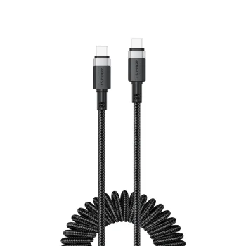 Пружинный кабель Acefast C14-03 USB-C - USB-C 3A 1.2м, черный