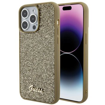 Guess iPhone 15 Pro Max vāciņš Disco Metal Script, zelta