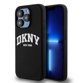 Чехол DKNY для iPhone 14 Pro Liquid Silicone White Printed Logo MagSafe, черный